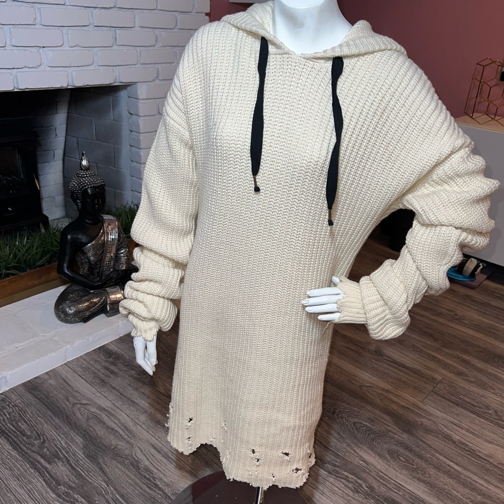 True Religion Distressed knitted Hoodie dress new w/original tags